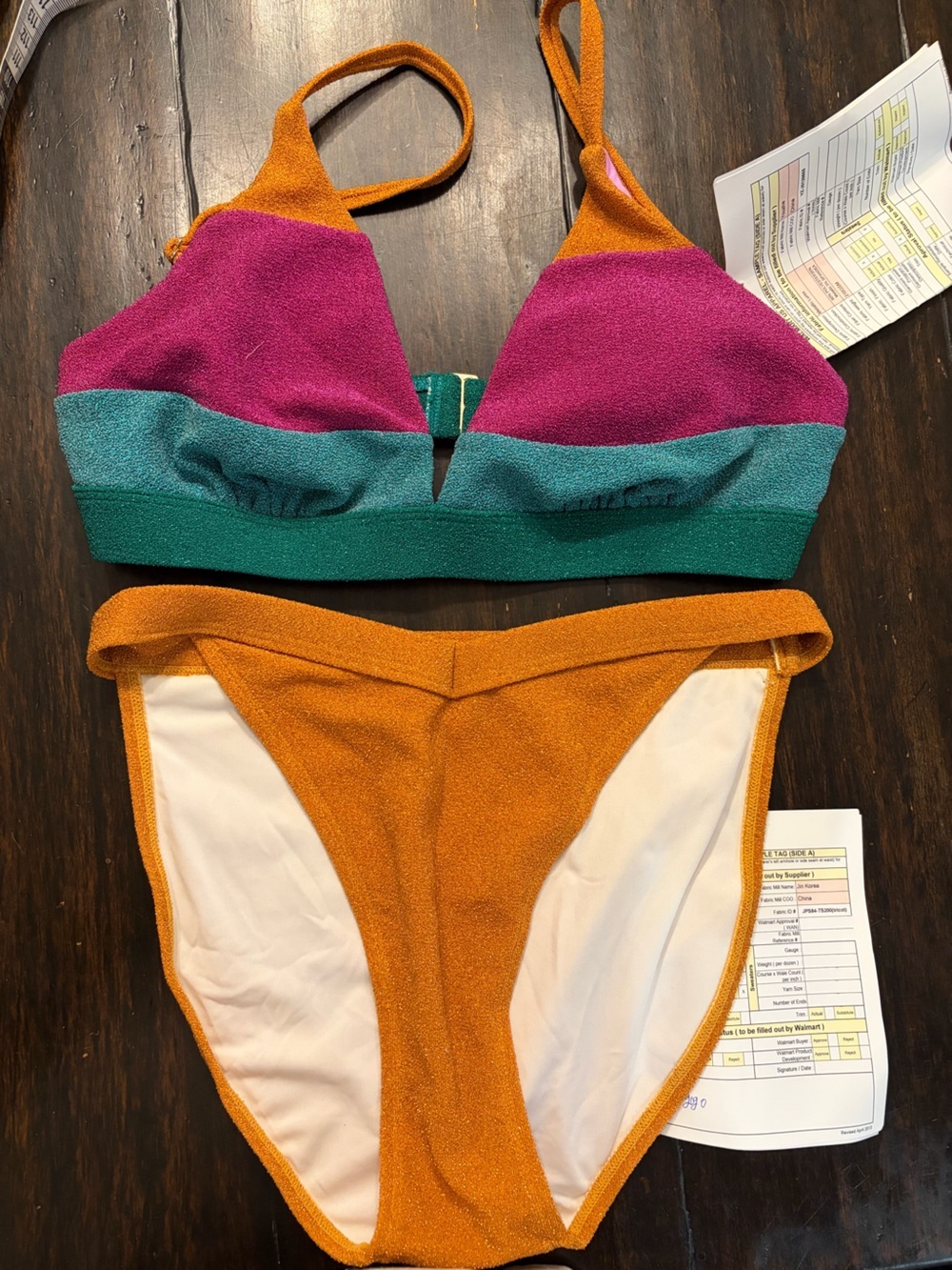NWT ✨ No Boundaries tri color sample bikini metallic- women’s size medium